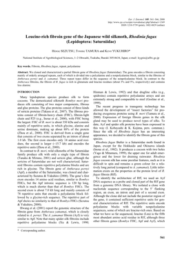 Leucine-Rich Fibroin Gene of the Japanese Wild Silkmoth, Rhodinia Fugax (Lepidoptera: Saturniidae)