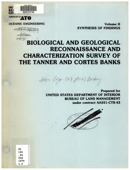 Biological and Geological Reconnaissance and Characterization Survey of the Tanner and Cortes Banks