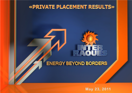 INTER RAO Share Placement Price – 0.0535 RUB