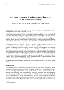 New Remarkable Records and Range Extensions in the Central European Lichen Biota