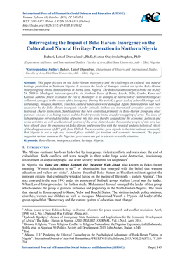 Interrogating the Impact of Boko Haram Insurgence on the Cultural and Natural Heritage Protection in Northern Nigeria