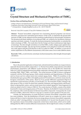 Crystal Structure and Mechanical Properties of Thbc2