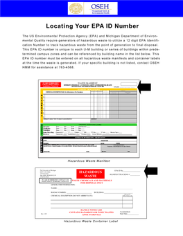 Locating Your EPA ID Number