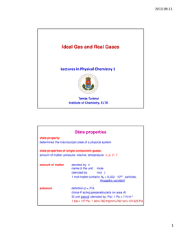 Ideal Gas and Real Gases