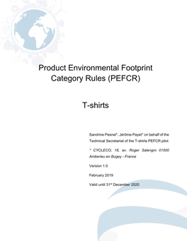 Product Environmental Footprint Category Rules (PEFCR) T-Shirts