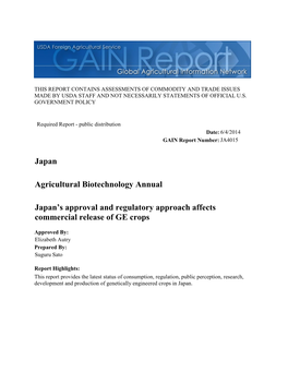 Japan Agricultural Biotechnology Annual