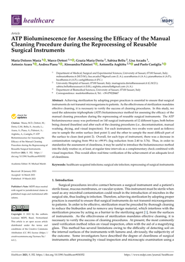 ATP Bioluminescence for Assessing the Efficacy of the Manual Cleaning