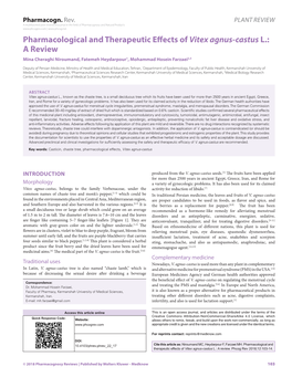 Pharmacological and Therapeutic Effects of Vitex Agnus‑Castus L.: a Review