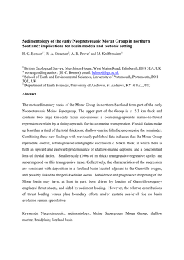 Sedimentology of the Early Neoproterozoic Morar Group in Northern Scotland: Implications for Basin Models and Tectonic Setting H