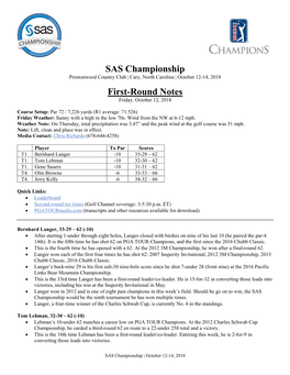 SAS Championship First-Round Notes