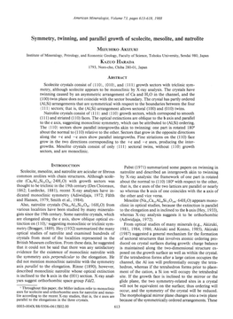 Symmetry, Twinning, and Parallel Growth of Scolecite, Mesolite, And