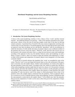 Distributed Morphology and the Syntax/Morphology Interface