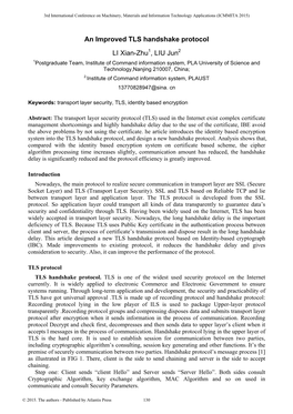 An Improved TLS Handshake Protocol LI Xian-Zhu , LIU