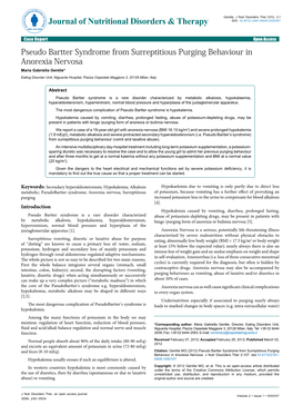 Pseudo Bartter Syndrome from Surreptitious Purging Behaviour In