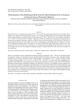 Determination of the Radiological Risk from the Natural Radioactivity In