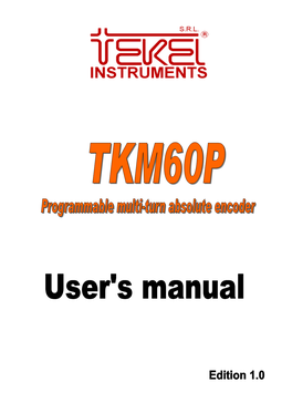 Edition 1.0 2/40 TKM60P User's Manual