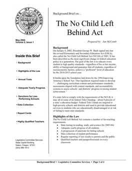 The No Child Left Behind Act