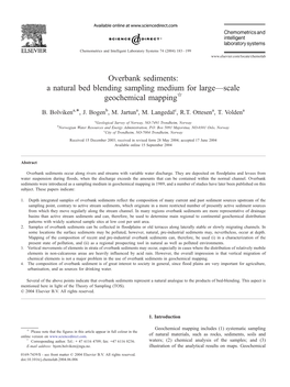 Overbank Sediments: a Natural Bed Blending Sampling Medium for Large—Scale Geochemical Mappingb