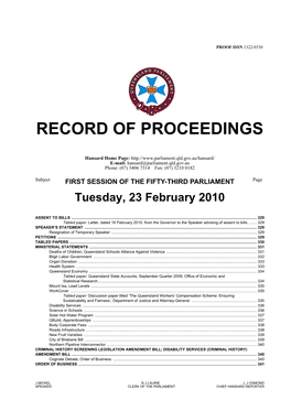 Record of Proceedings