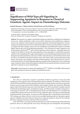 Significance of Wild-Type P53 Signaling in Suppressing Apoptosis in Response to Chemical Genotoxic Agents
