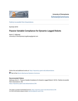 Passive Variable Compliance for Dynamic Legged Robots