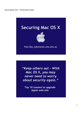 Securing Mac OS X - Presentation Slides