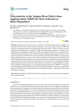 Polycentricity in the Yangtze River Delta Urban Agglomeration (YRDUA): More Cohesion Or More Disparities?