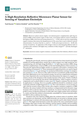 A High-Resolution Reflective Microwave Planar Sensor for Sensing of Vanadium Electrolyte