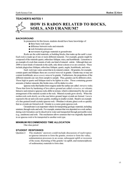 How Is Radon Related to Rocks, Soils, and Uranium?