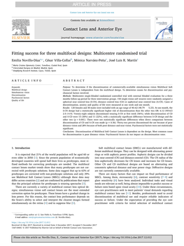 Fitting Success for Three Multifocal Designs Multicentre Randomised Trial