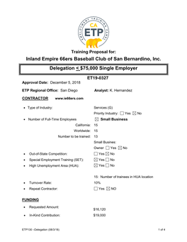 Inland Empire 66Ers Baseball Club of San Bernardino, Inc