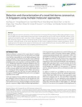 Detection and Characterization of a Novel Bat-Borne Coronavirus in Singapore Using Multiple Molecular Approaches