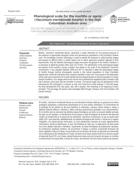 Phenological Scale for the Mortiño Or Agraz