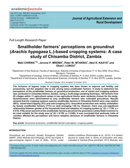 Smallholder Farmers' Perceptions on Groundnut