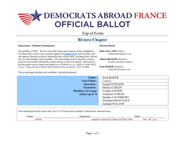 Riviera Chapter Ballot 2021