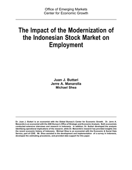 The Impact of the Modernization of the Indonesian Stock Market on Employment