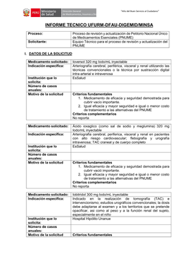 Informe Tecnico Ufurm-Dfau-Digemid/Minsa