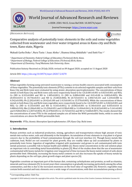 Comparative Analysis of Potentially Toxic Elements in the Soils And