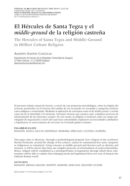 El Hércules De Santa Tegra Y El Middle-Ground De La Religión Castreña the Hercules of Santa Tegra and Middle-Ground in Hillfort Culture Religion