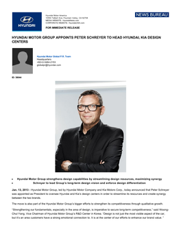 Hyundai Motor Group Appoints Peter Schreyer to Head Hyundai, Kia Design Centers