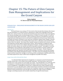 The Future of Glen Canyon Dam Management and Implications for the Grand Canyon