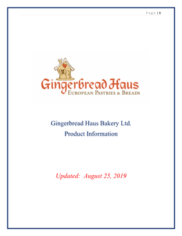 Gingerbread Haus Bakery Ltd. Product Information Updated