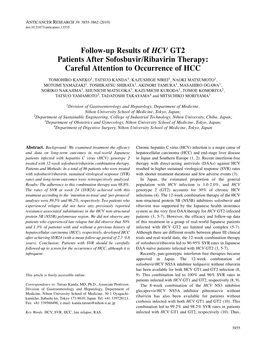 Follow-Up Results of HCV GT2 Patients