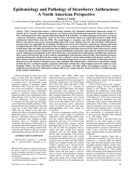 Epidemiology and Pathology of Strawberry Anthracnose: a North American Perspective Barbara J