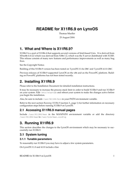 README for X11R6.9 on Lynxos Thomas Mueller 25 August 2004