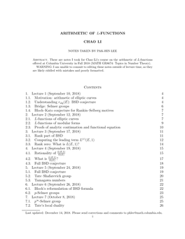 Arithmetic of L-Functions