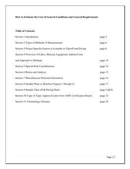 How to Estimate the Cost of General Conditions and General Requirements