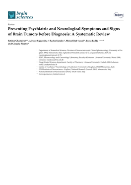 Presenting Psychiatric and Neurological Symptoms and Signs of Brain Tumors Before Diagnosis: a Systematic Review