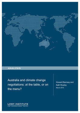 Australia and Climate Change Negotiations: at the Table, Or on the Menu?