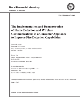 The Implementation and Demonstration of Flame Detection and Wireless Communications in a Consumer Appliance to Improve Fire Detection Capabilities